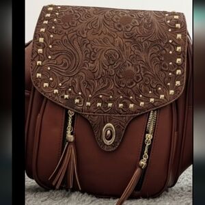 NWT Via Luna Vegan Leather Saddle Backpack